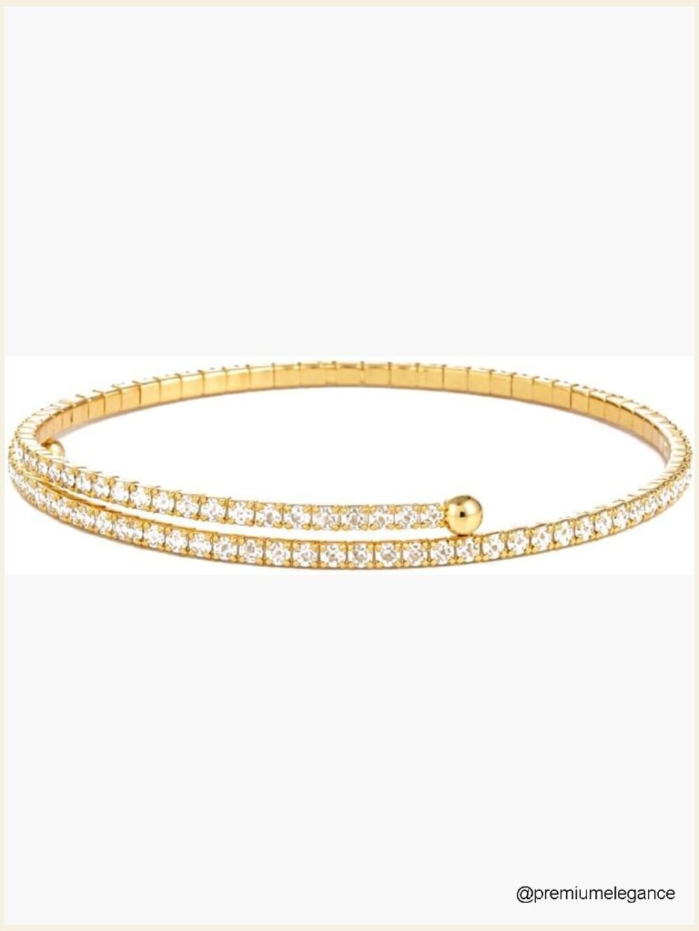 Stretch Tennis Bracelet - Gold Plated, No Clasp, Crystal Accents, Stackable